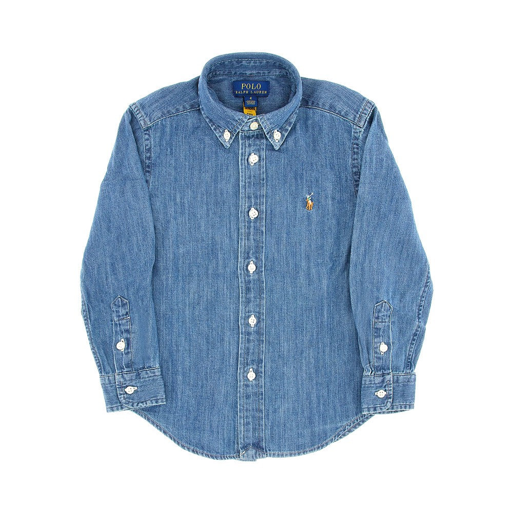 Camicia in denim con logo ricamato