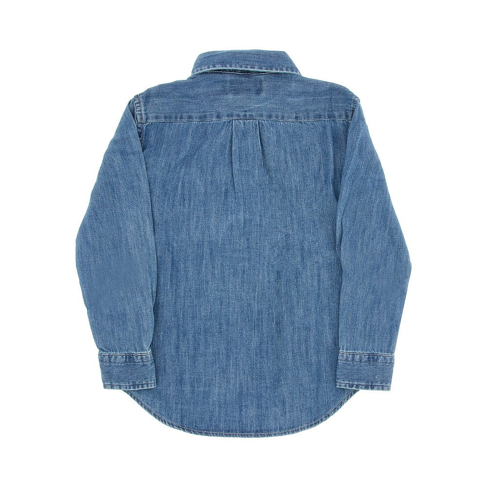 Camicia in denim con logo ricamato