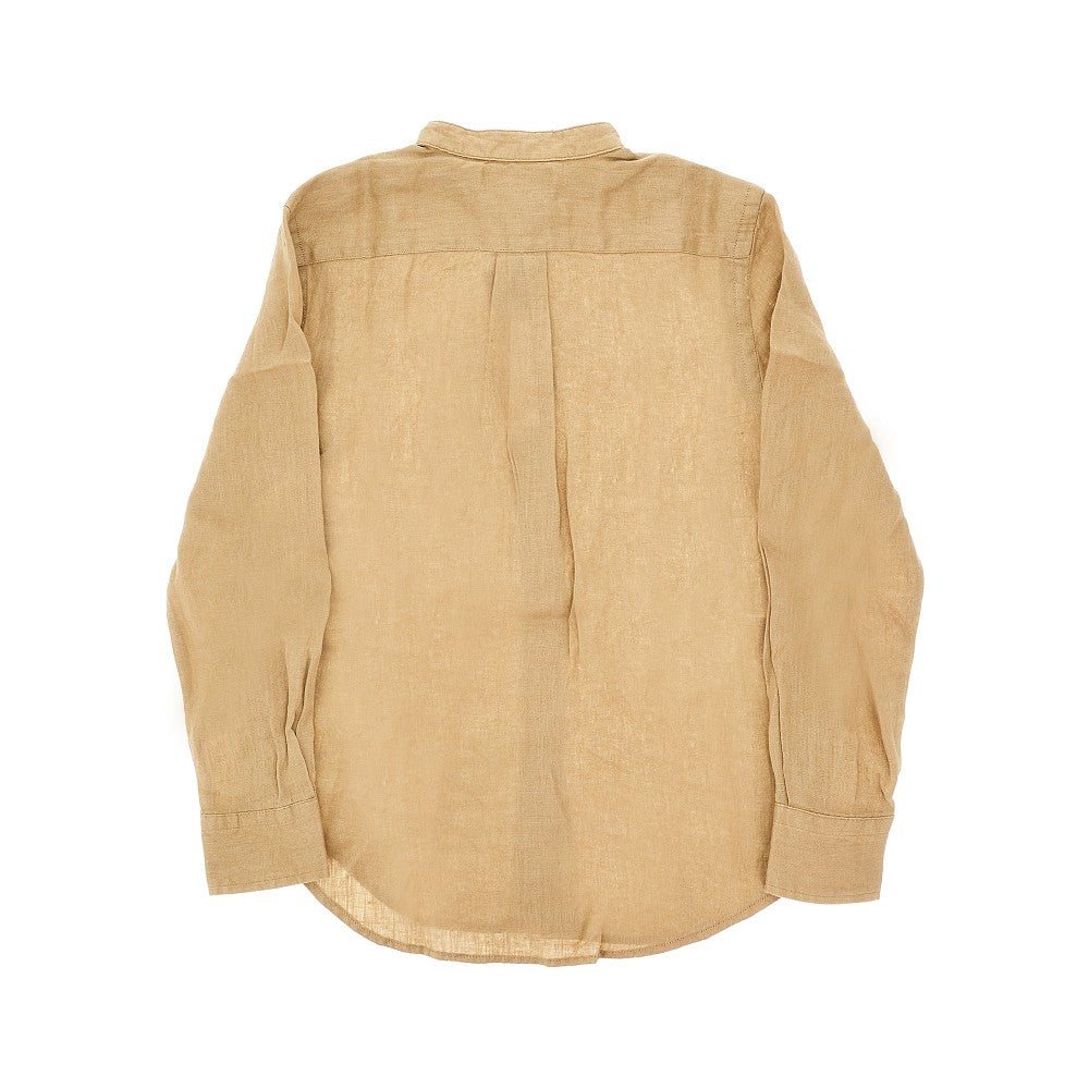 Camicia in lino con logo ricamato