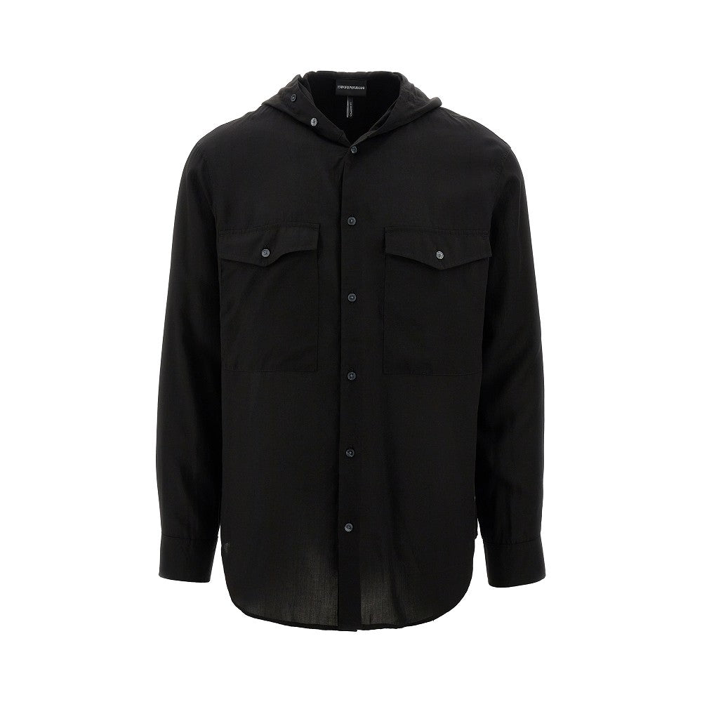 Camicia in lyocell con cappuccio