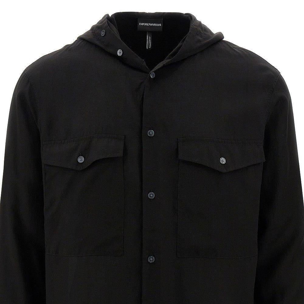 Camicia in lyocell con cappuccio