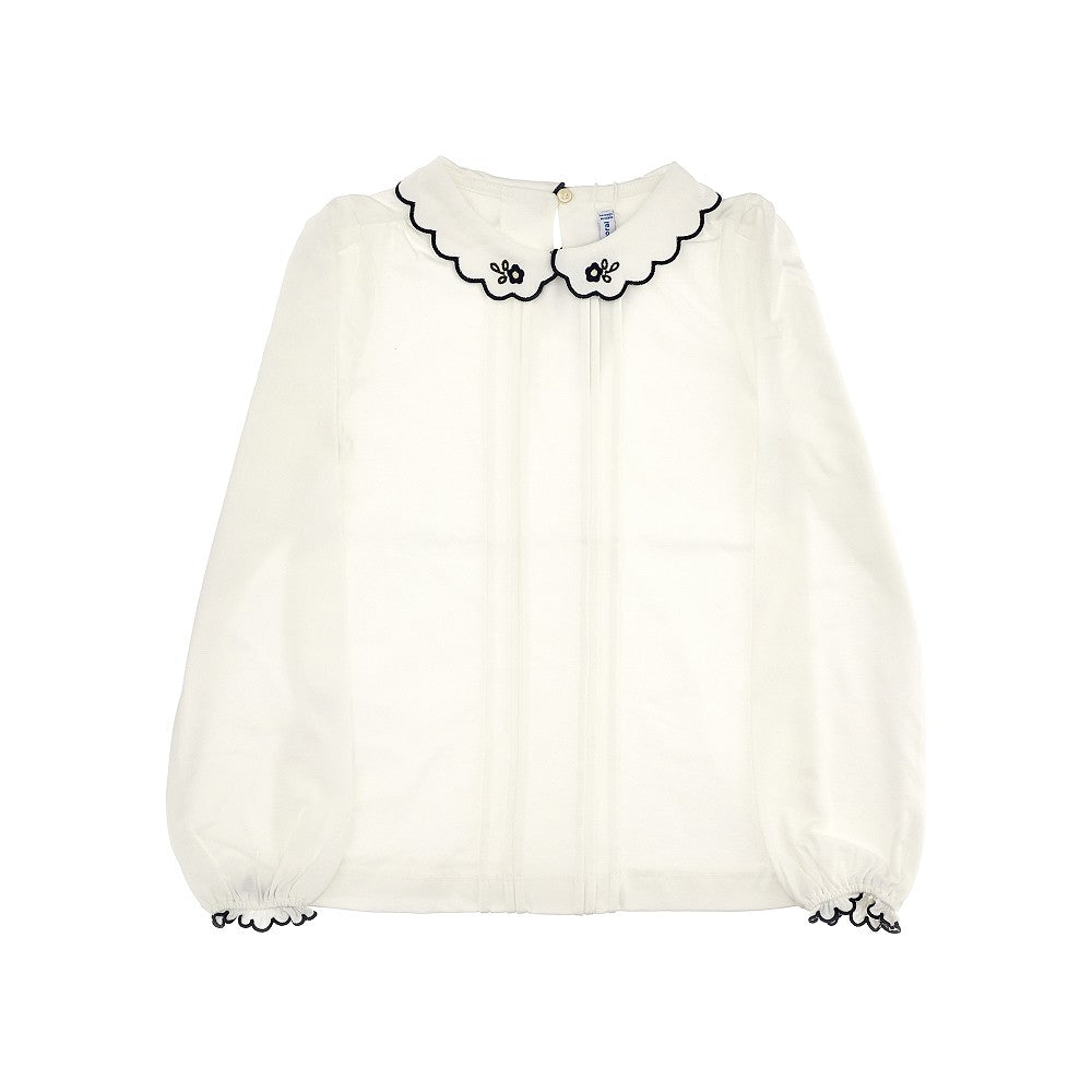Cotton blouse with embroidered collar