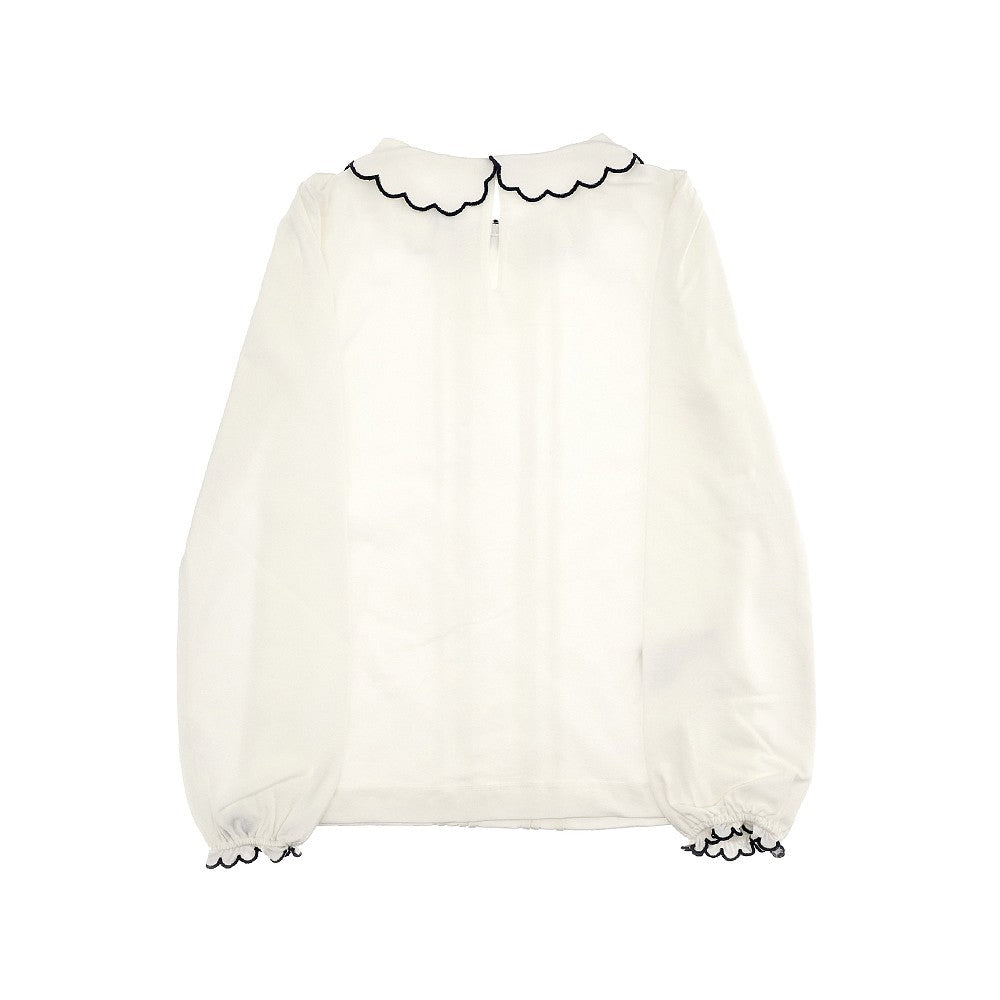 Blusa in cotone con colletto ricamato