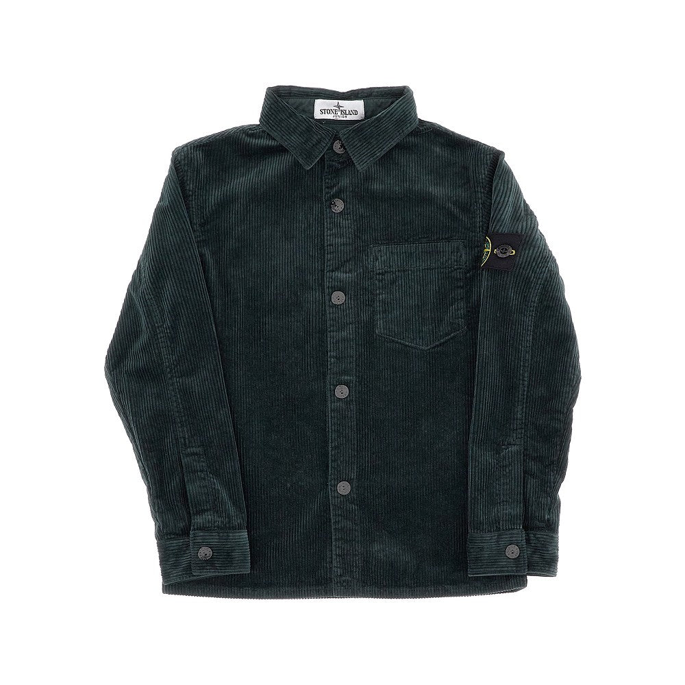 Overshirt in velluto a coste con badge logo