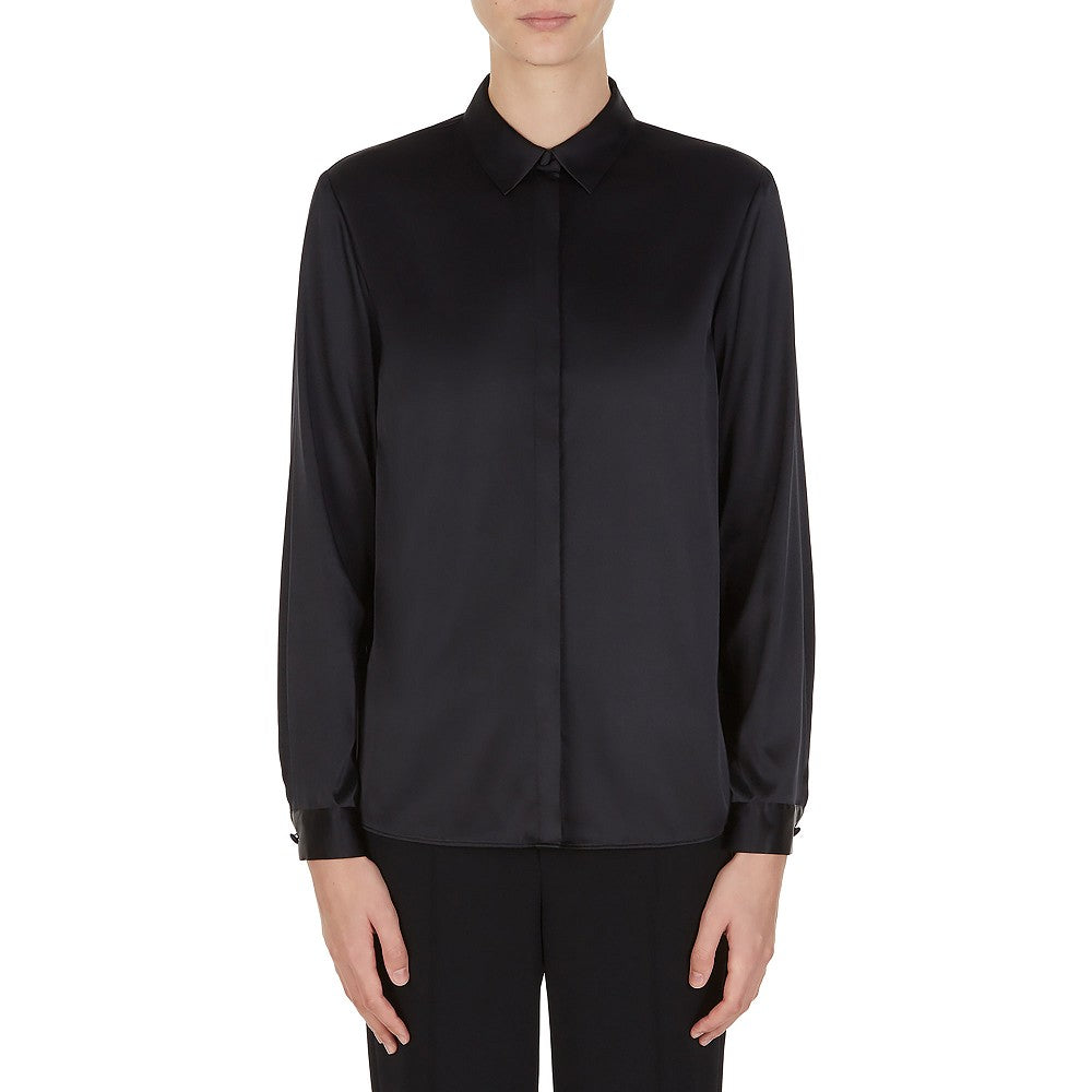 Stretch silk satin shirt