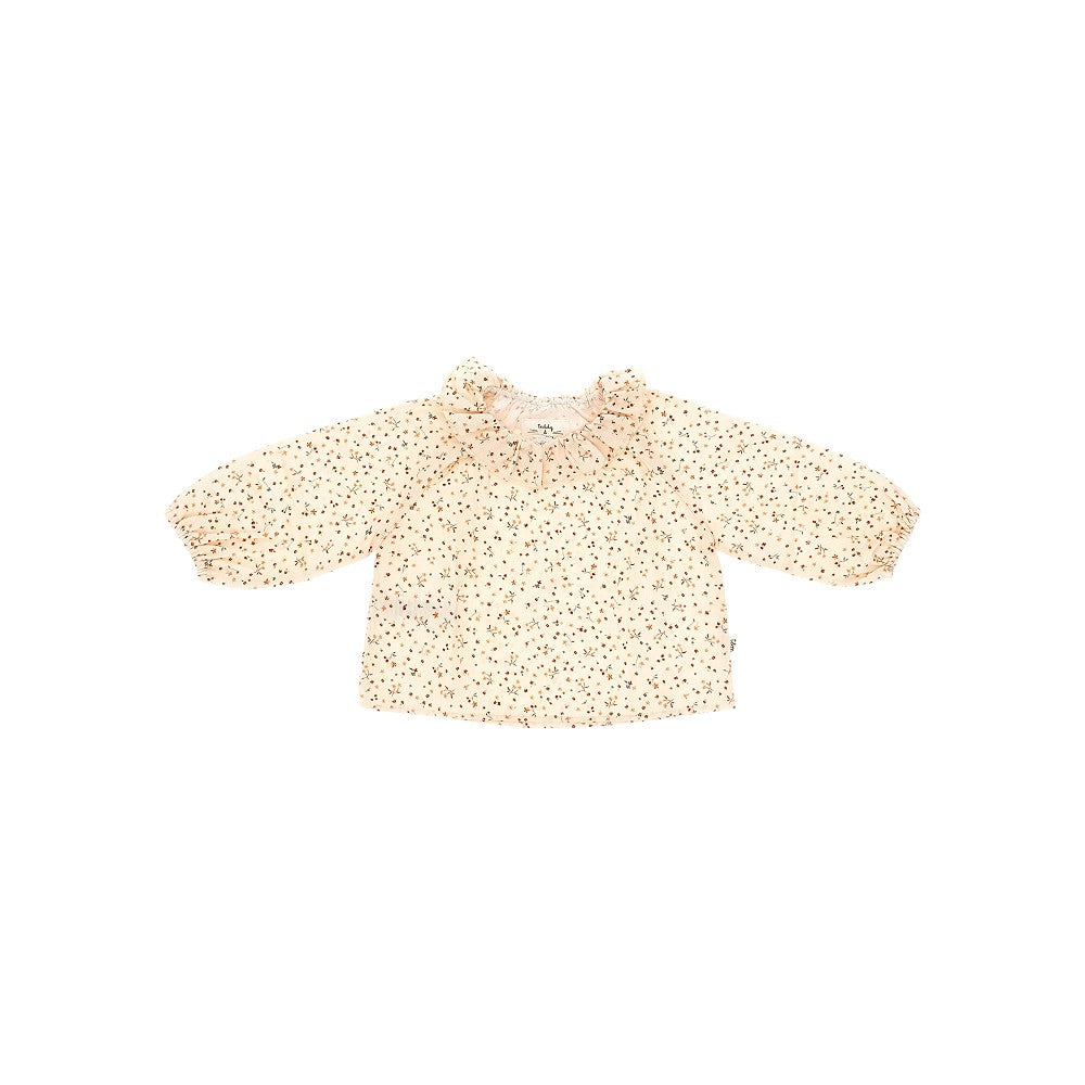Cotton popline blouse with floral motif