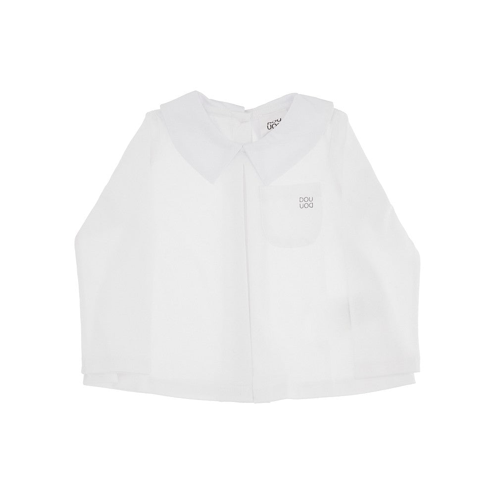 T-shirt in cotone con colletto e piega