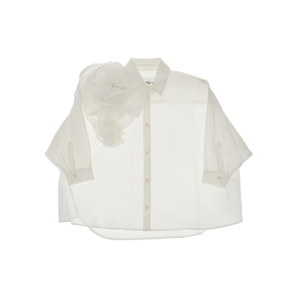 Camicia oversize con applicazione floreale