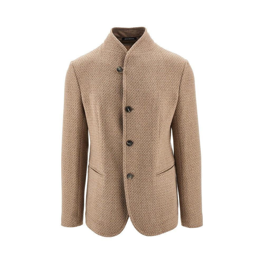 Wool-blend jacket with guru collar