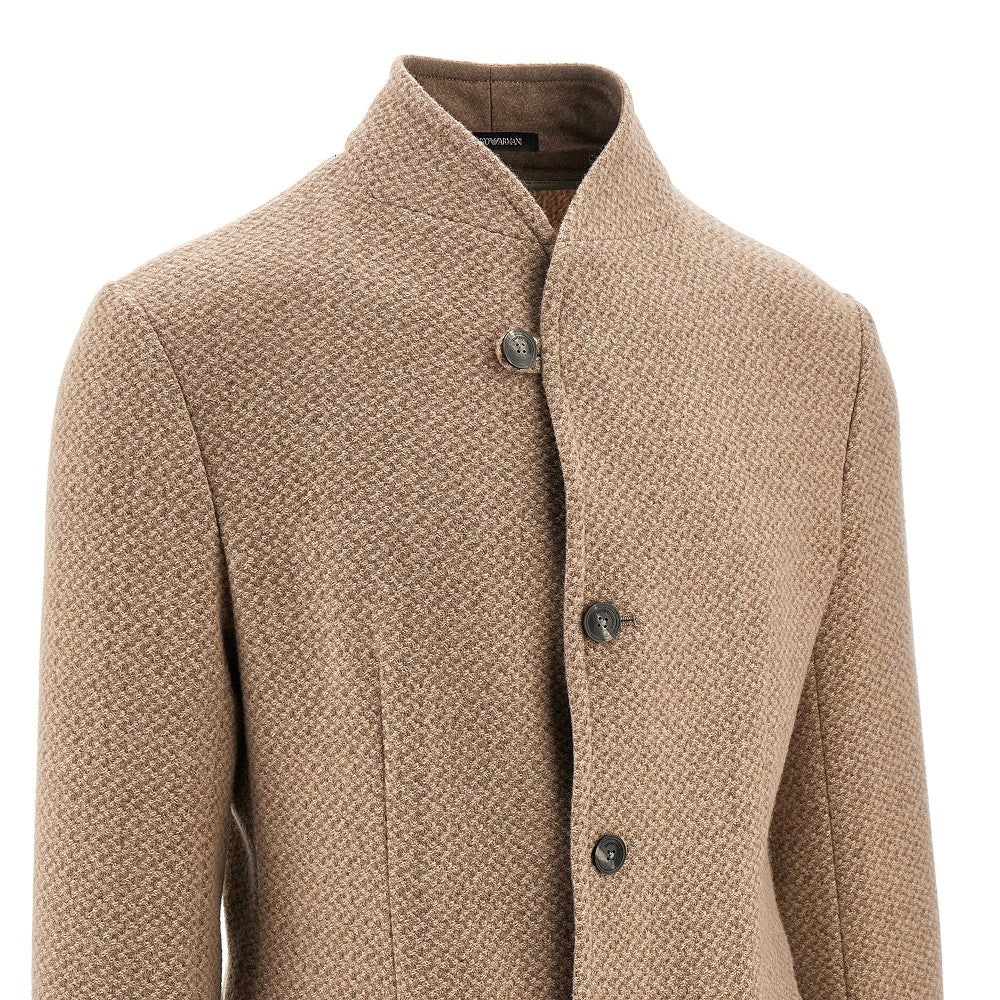 Wool-blend jacket with guru collar