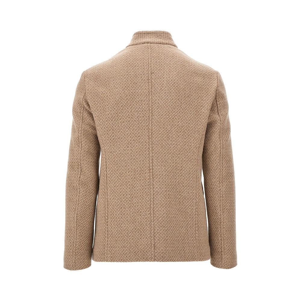 Wool-blend jacket with guru collar