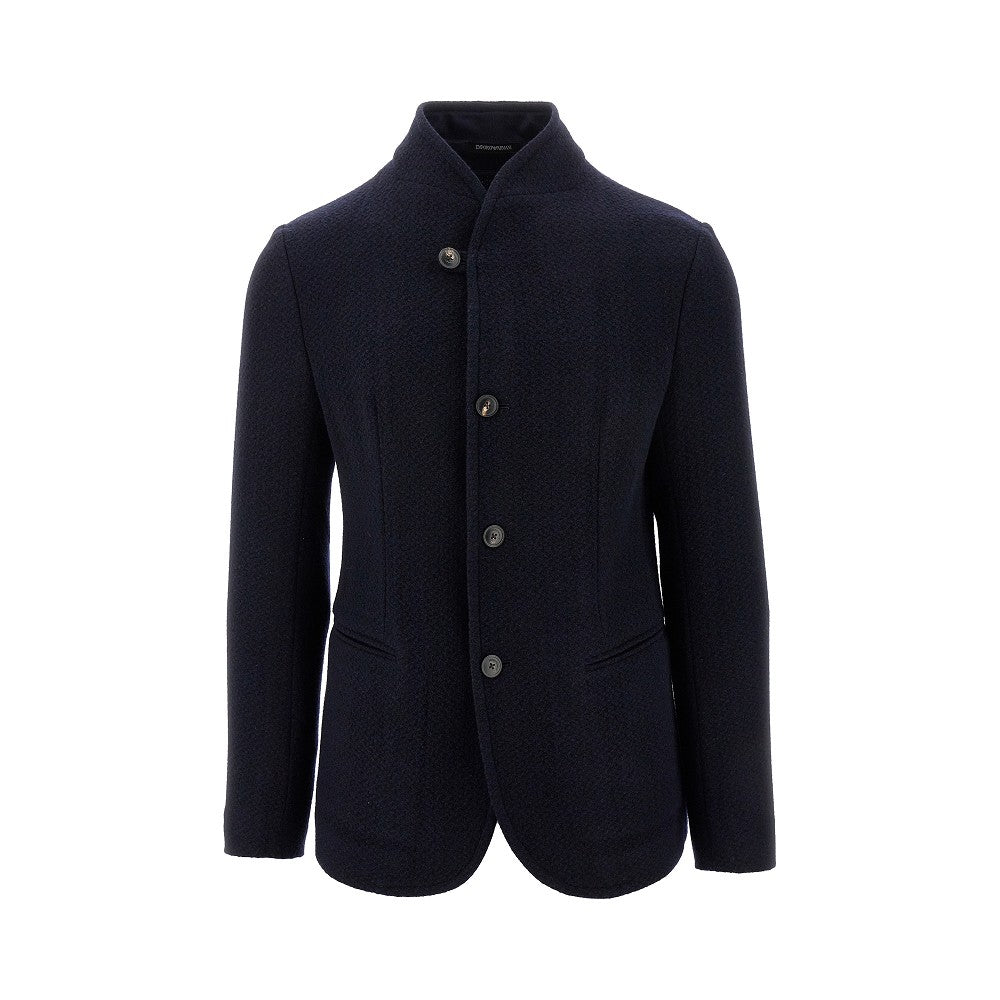 Wool-blend jacket with guru collar