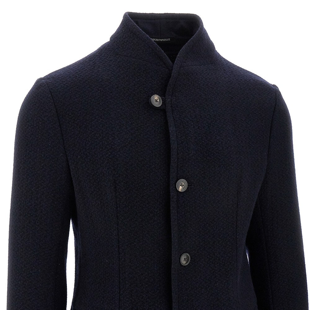 Wool-blend jacket with guru collar
