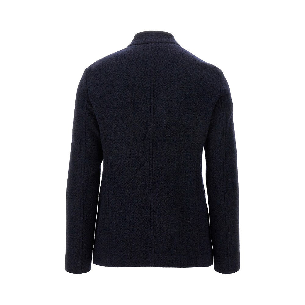 Wool-blend jacket with guru collar