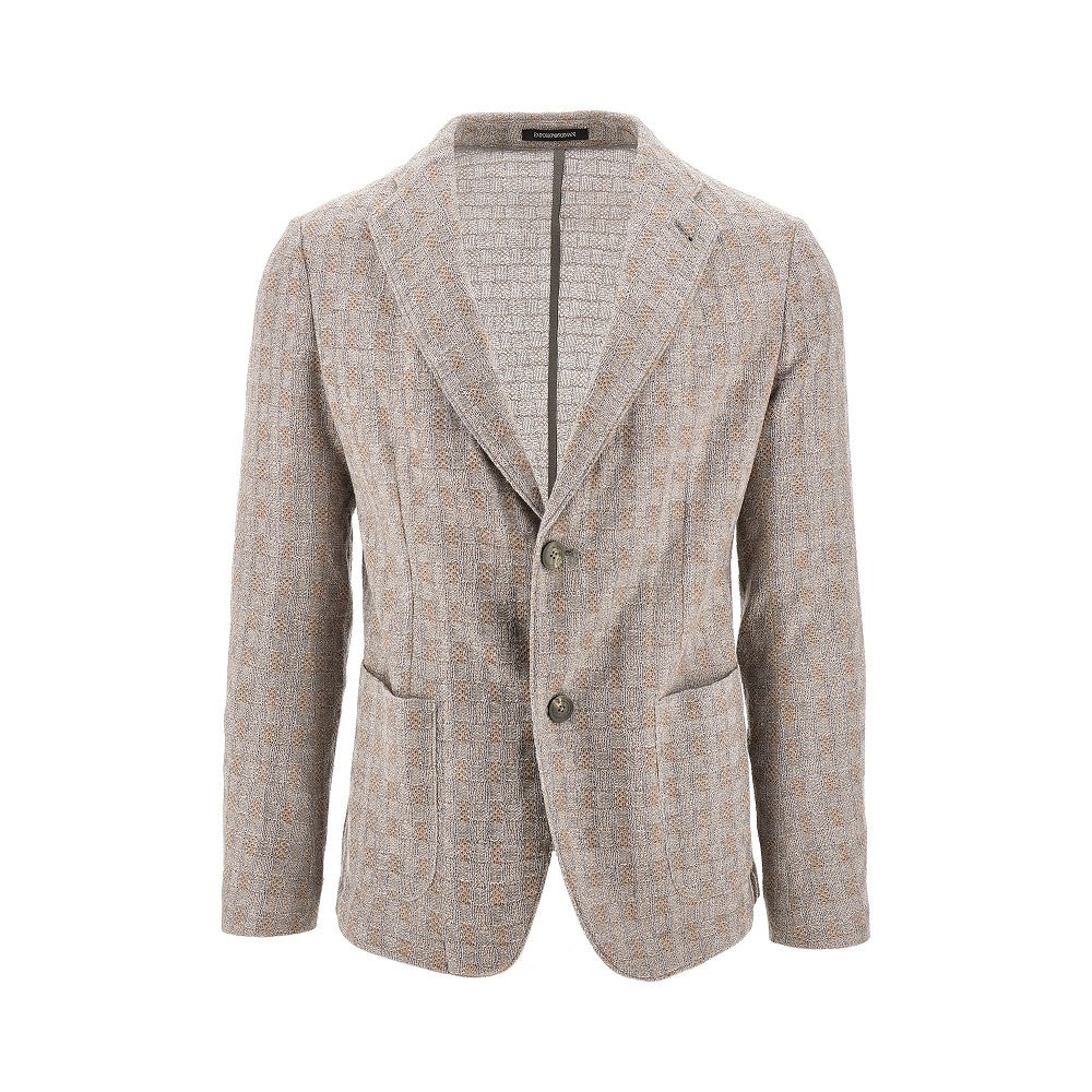 Jacquard wool single-breasted jacket