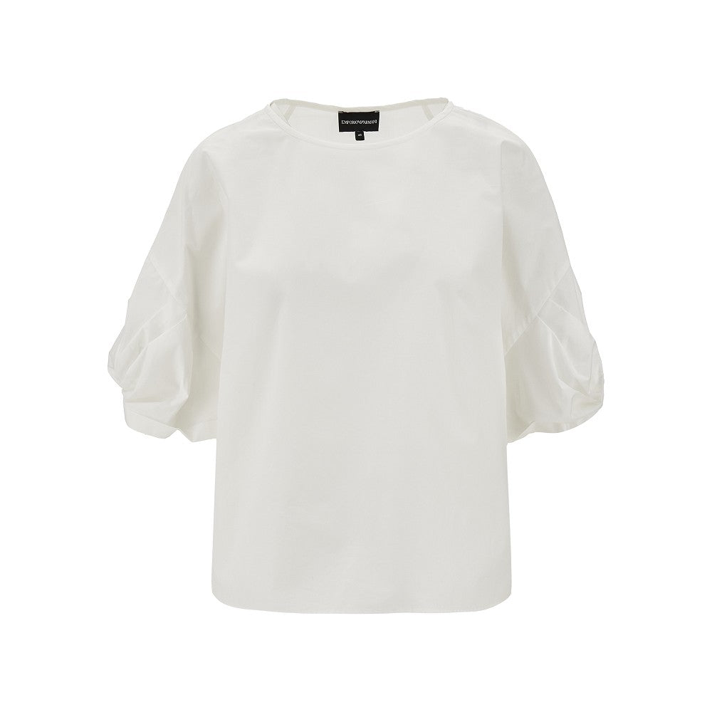 Twisted sleeves poplin blouse
