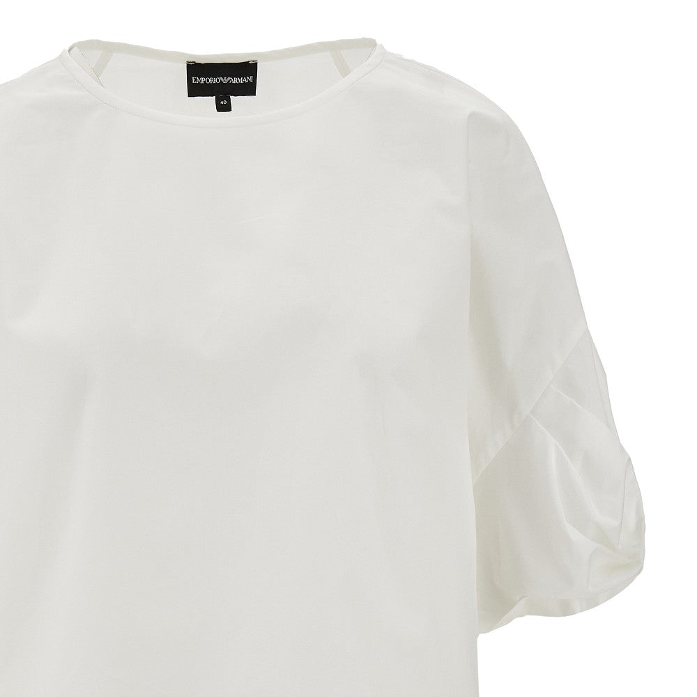 Twisted sleeves poplin blouse