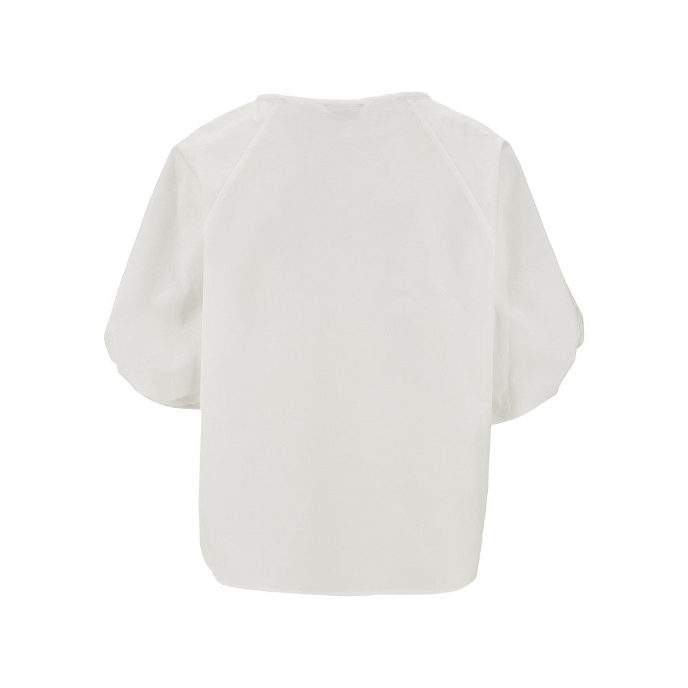 Twisted sleeves poplin blouse