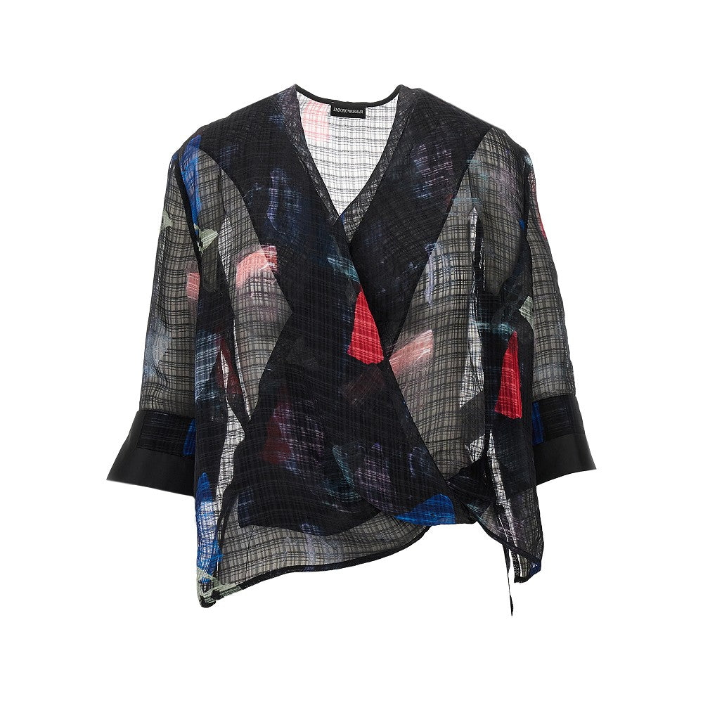 Criss-crossed silk-blend blouse