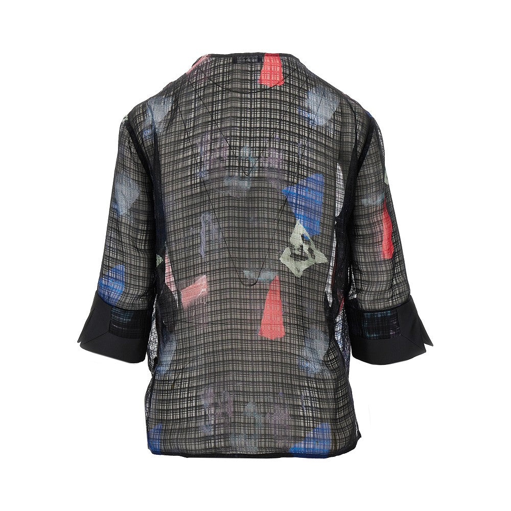 Criss-crossed silk-blend blouse