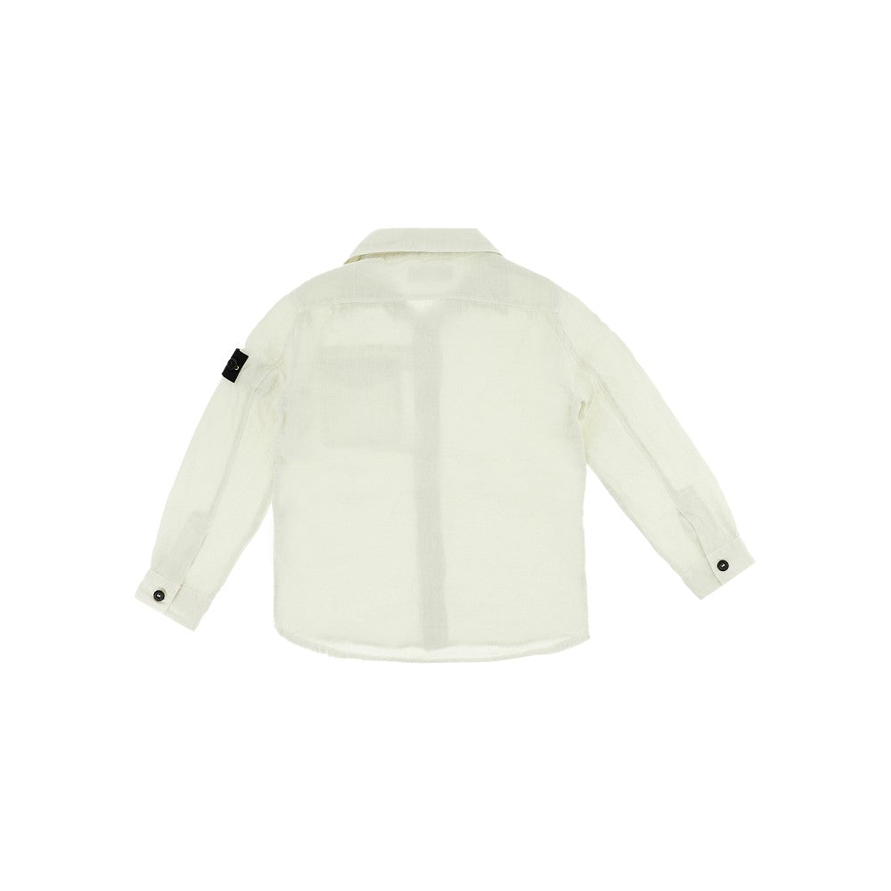 Camicia in lino con badge logo