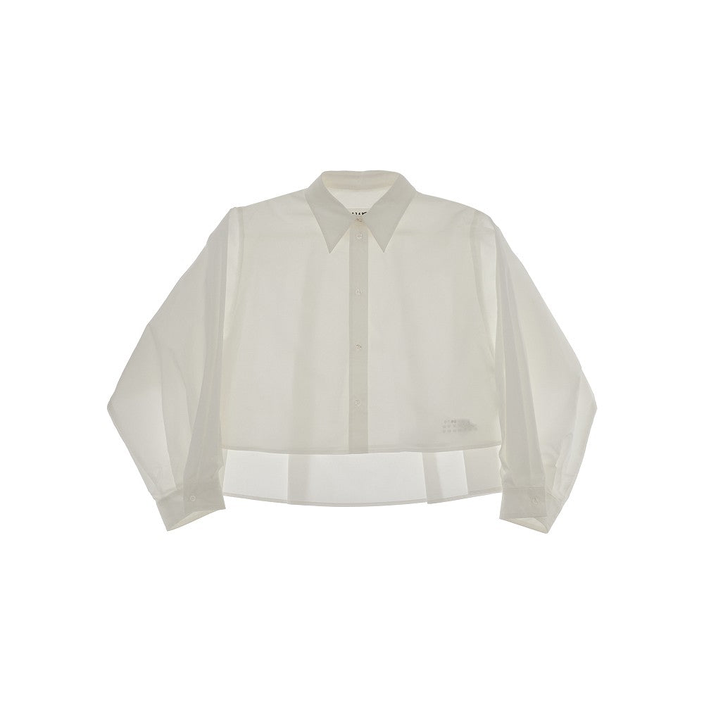 Camicia cropped in popeline di cotone