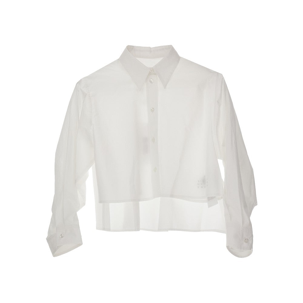 Camicia cropped in popeline di cotone
