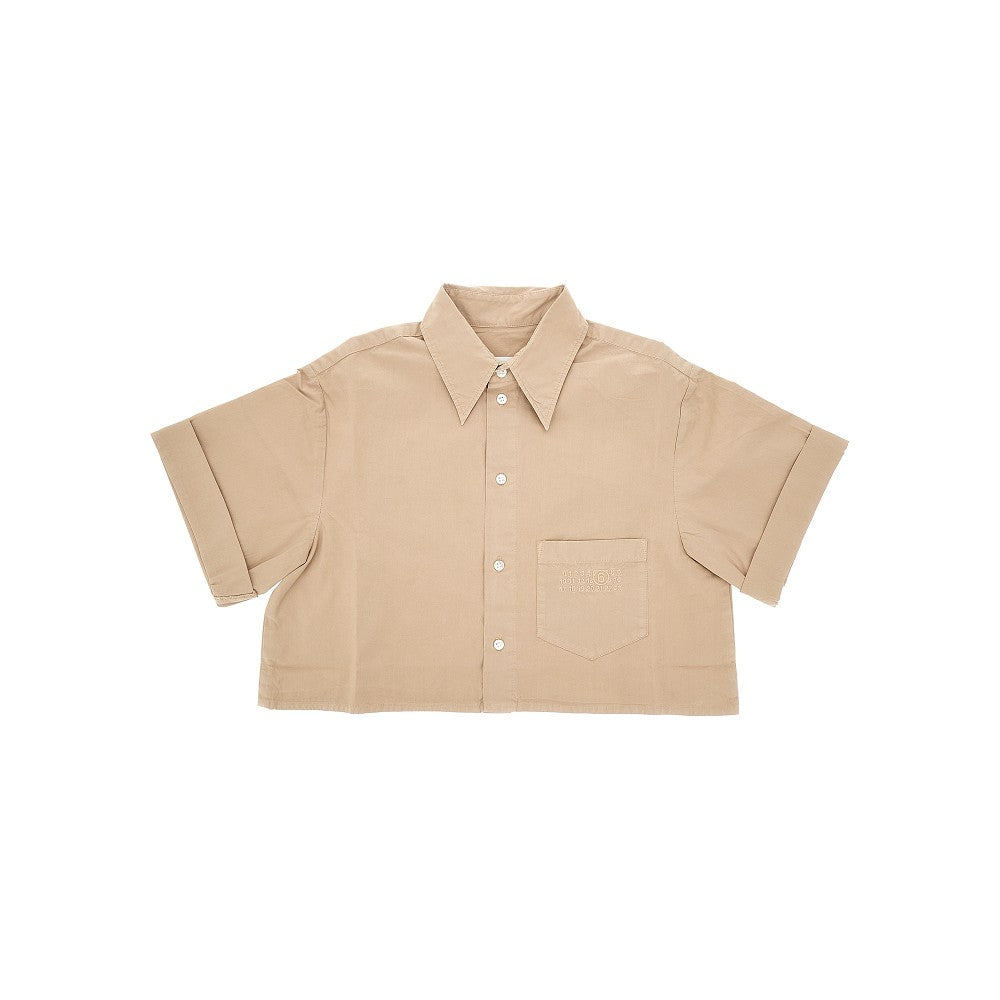 Logo embroidery cropped shirt