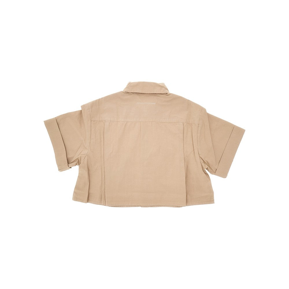 Logo embroidery cropped shirt