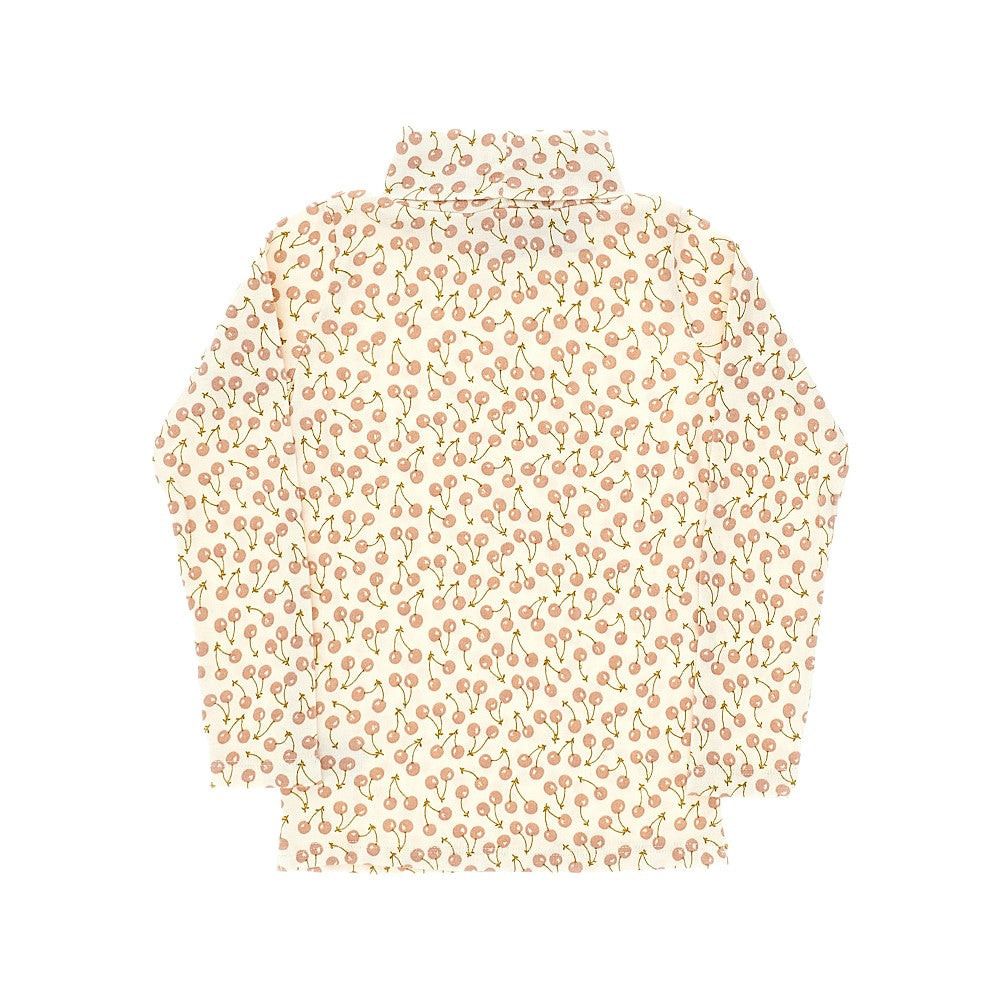 Jersey turtleneck with cherries print