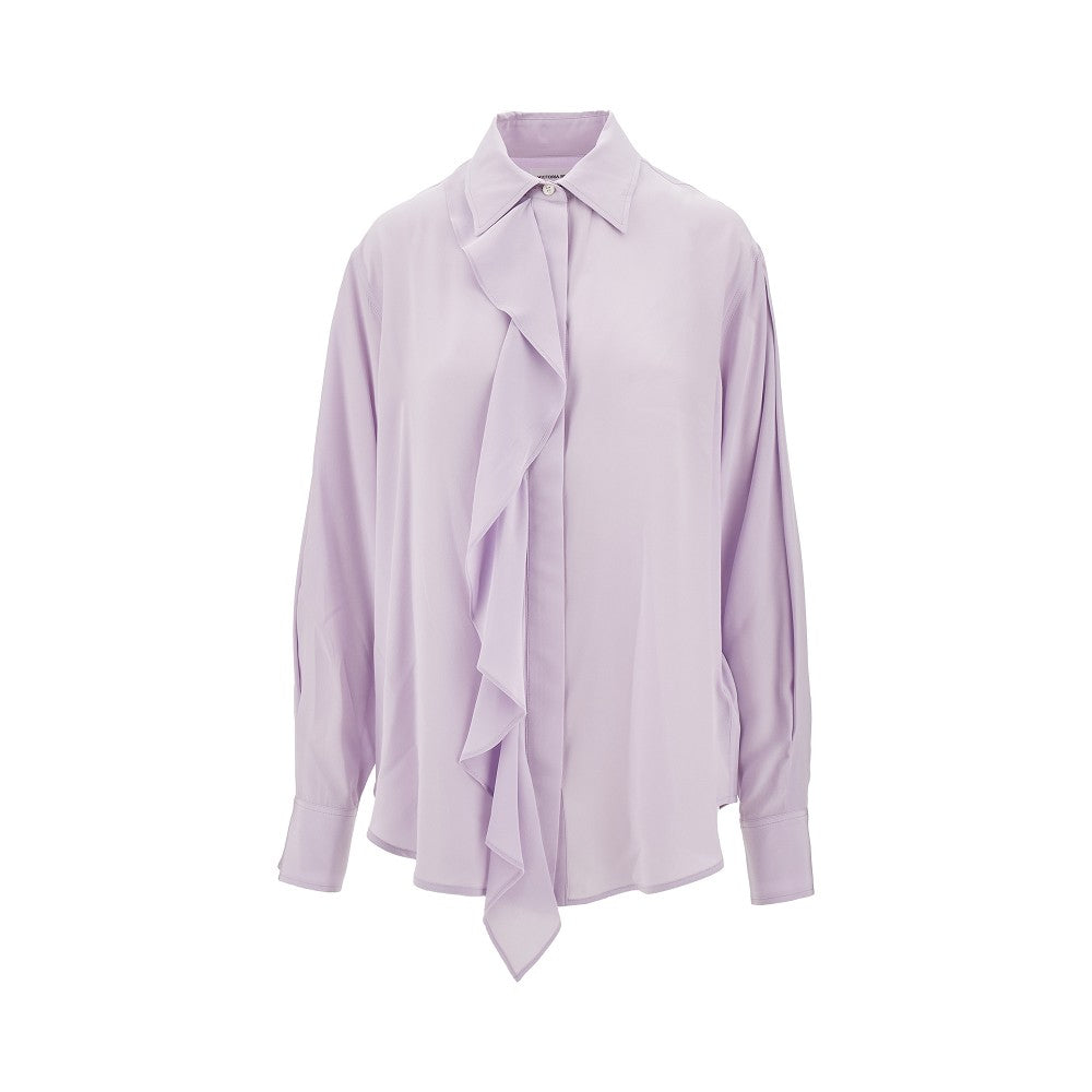 Blusa in seta con volant