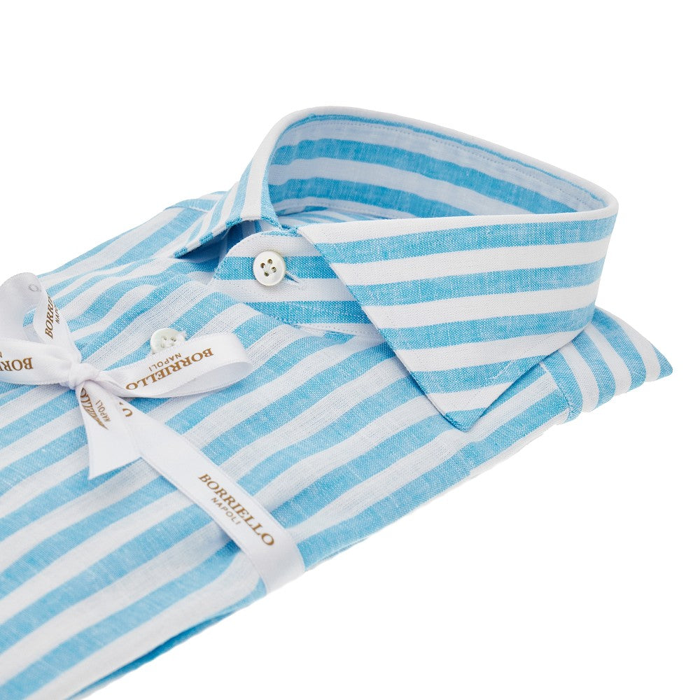Camicia in cotone e lino a righe