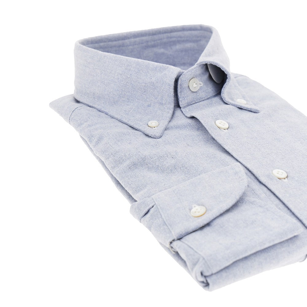 Cotton shirt with denim effect