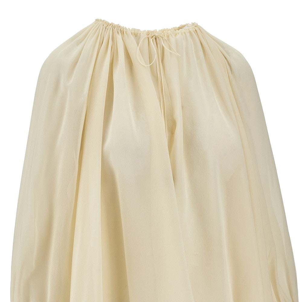 Silk blouse with lace trims