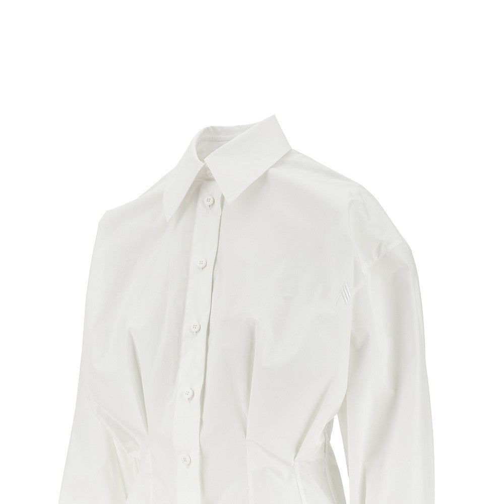 Fitted waistline poplin shirt