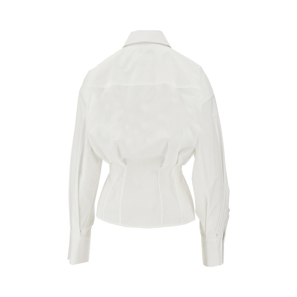 Fitted waistline poplin shirt