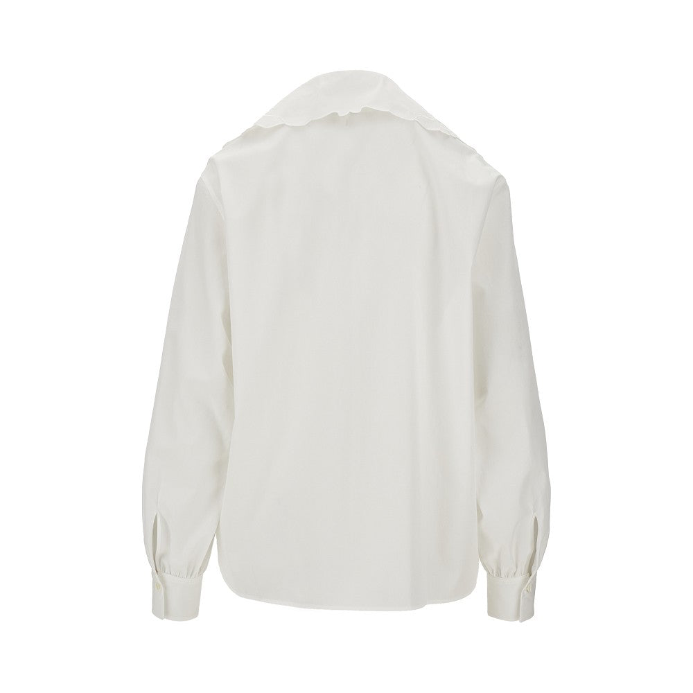Cotton shirt with embroidered collar