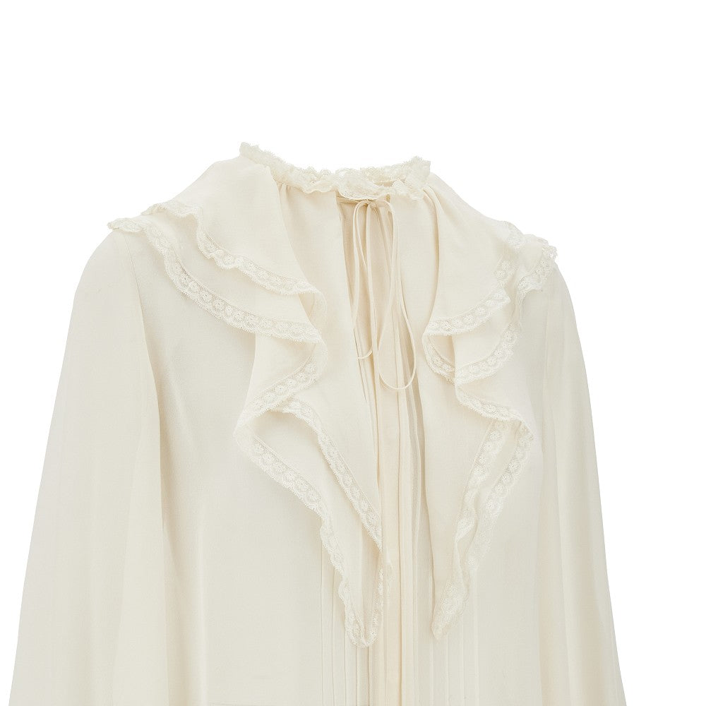 Silk georgette flounced blouse
