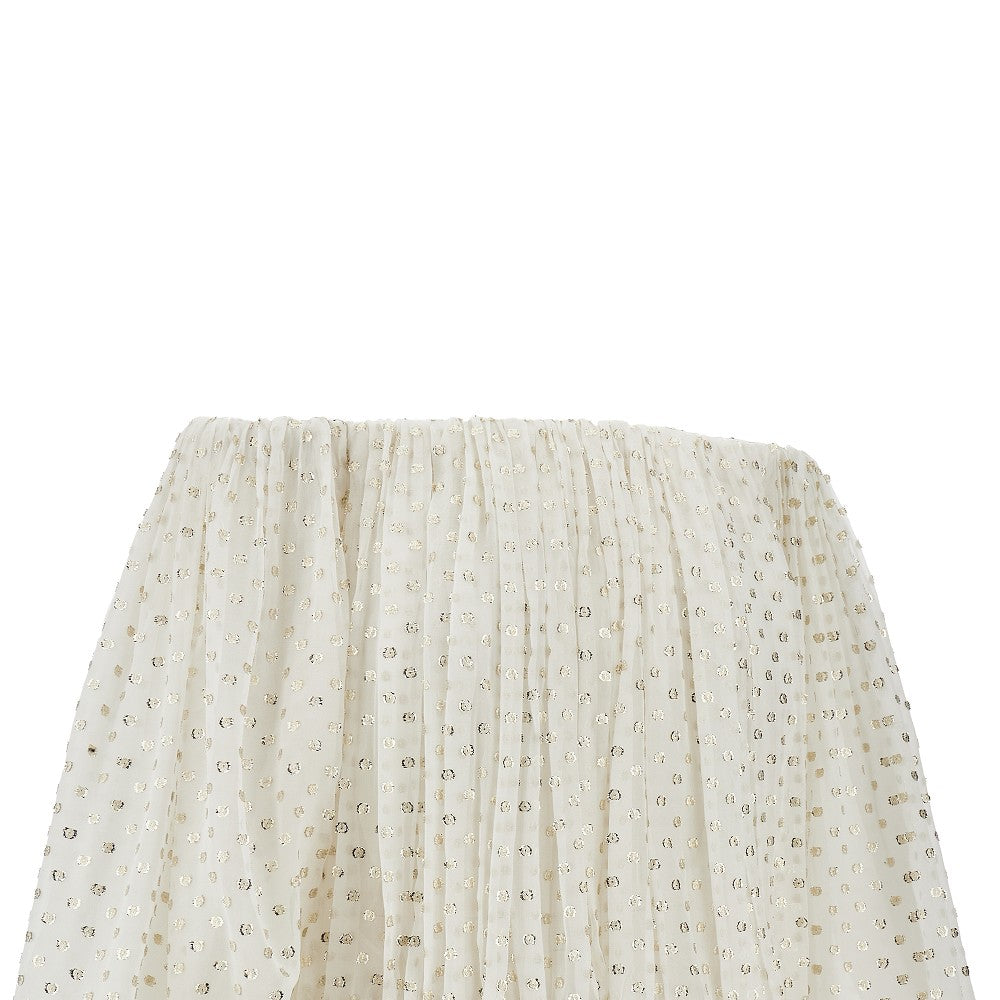Silk jacquard off-the-shoulder blouse