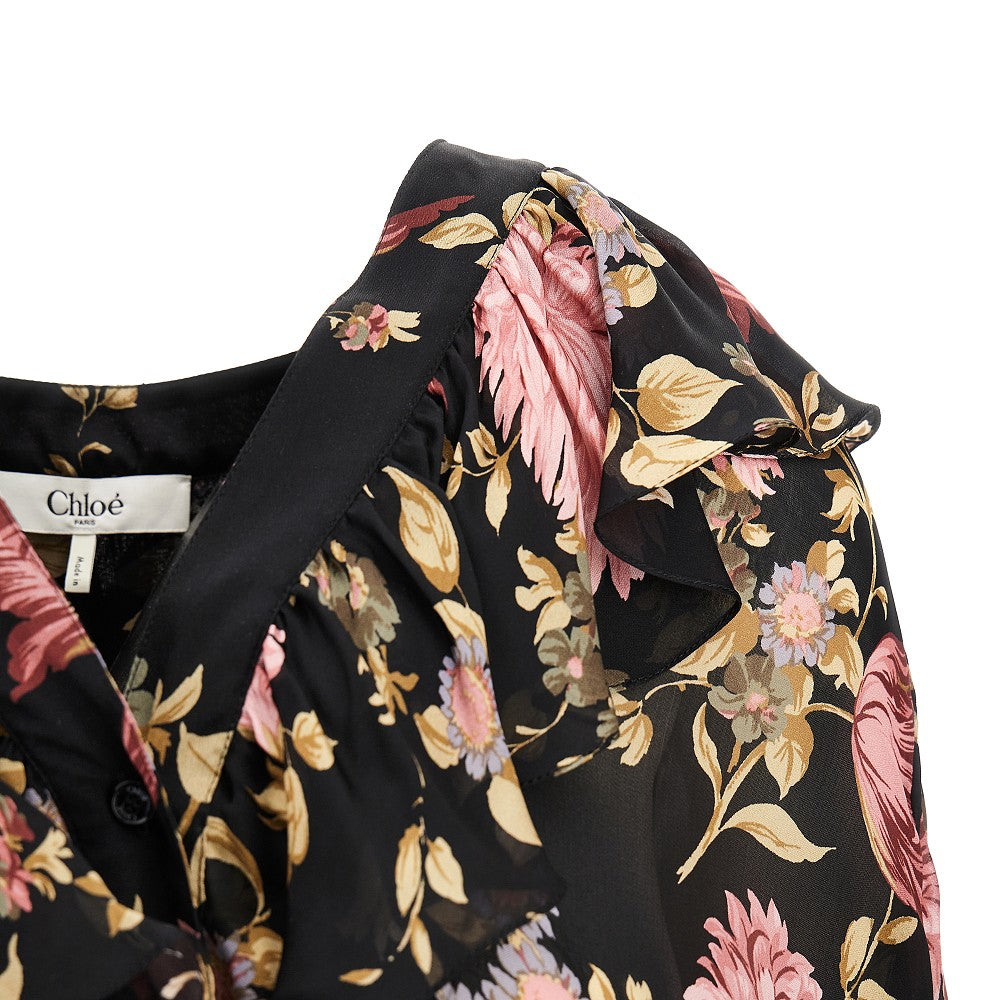 Blusa in charmeuse con volant