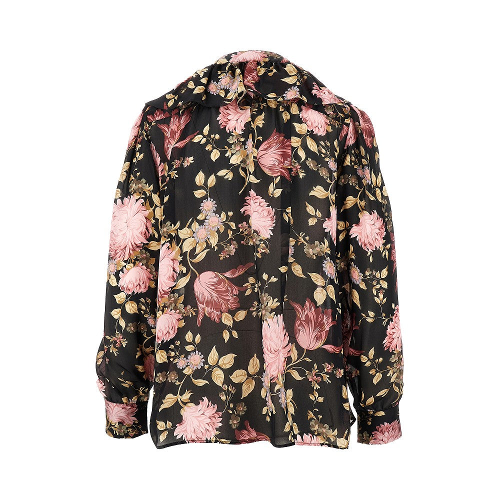 Blusa in charmeuse con volant