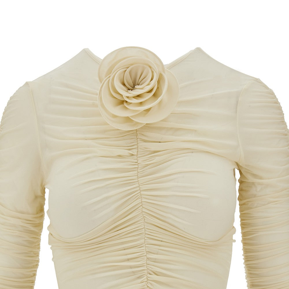 Ruched top with flower detail