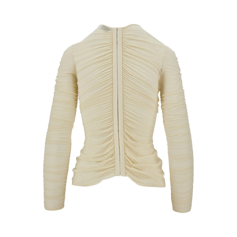Ruched top with flower detail