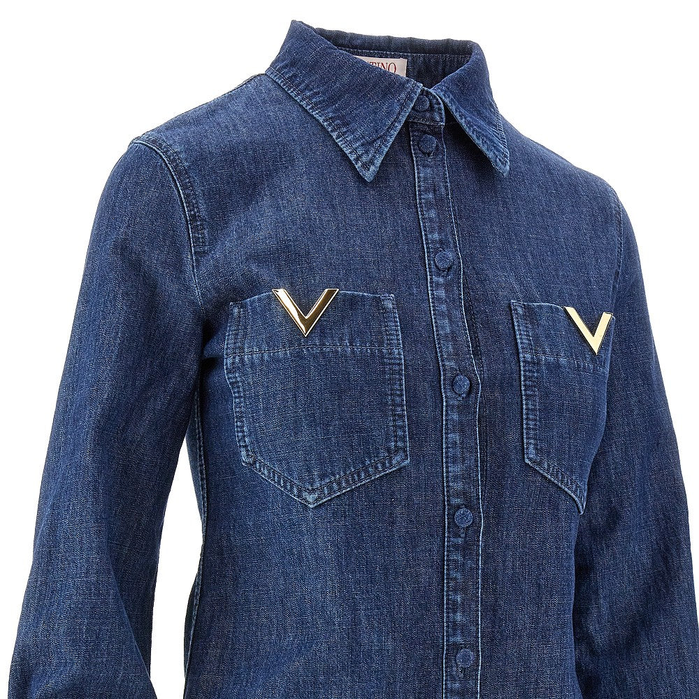 Camicia 'V Gold' in Chambray Denim