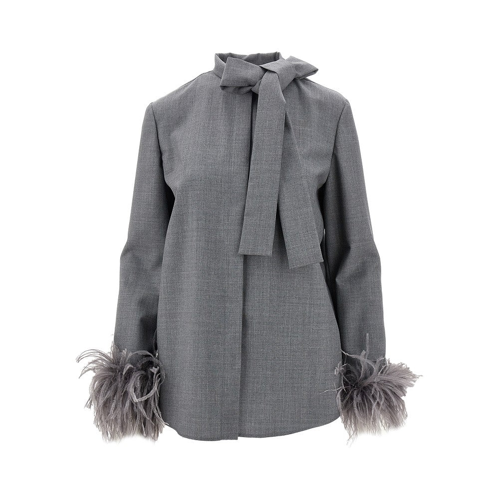 Camicia in lana con piume