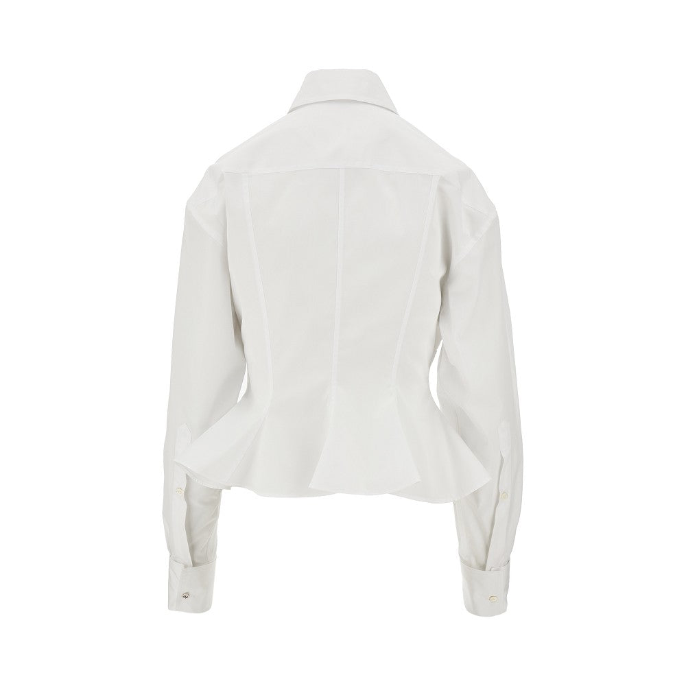 Camicia in popeline con fondo volant