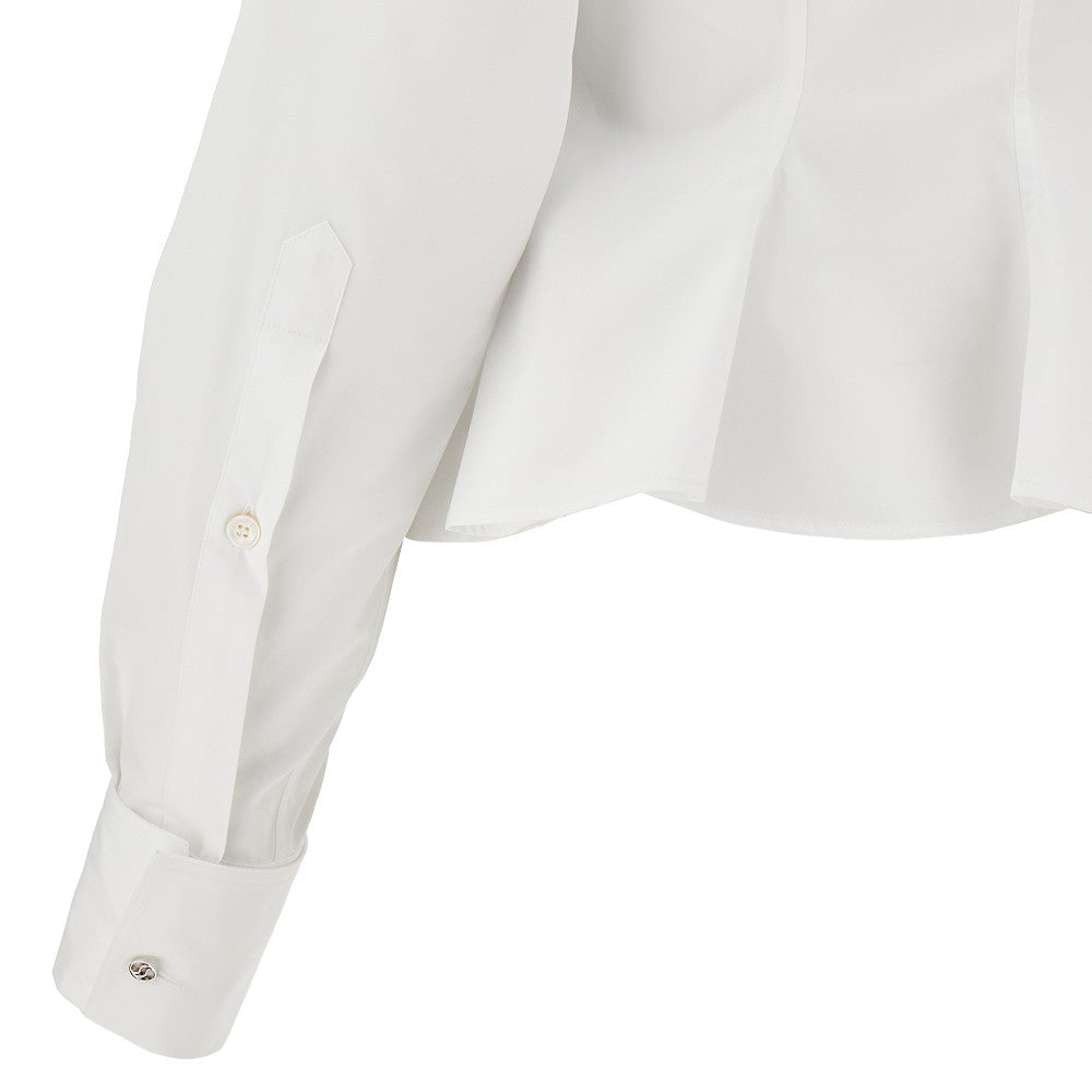 Camicia in popeline con fondo volant
