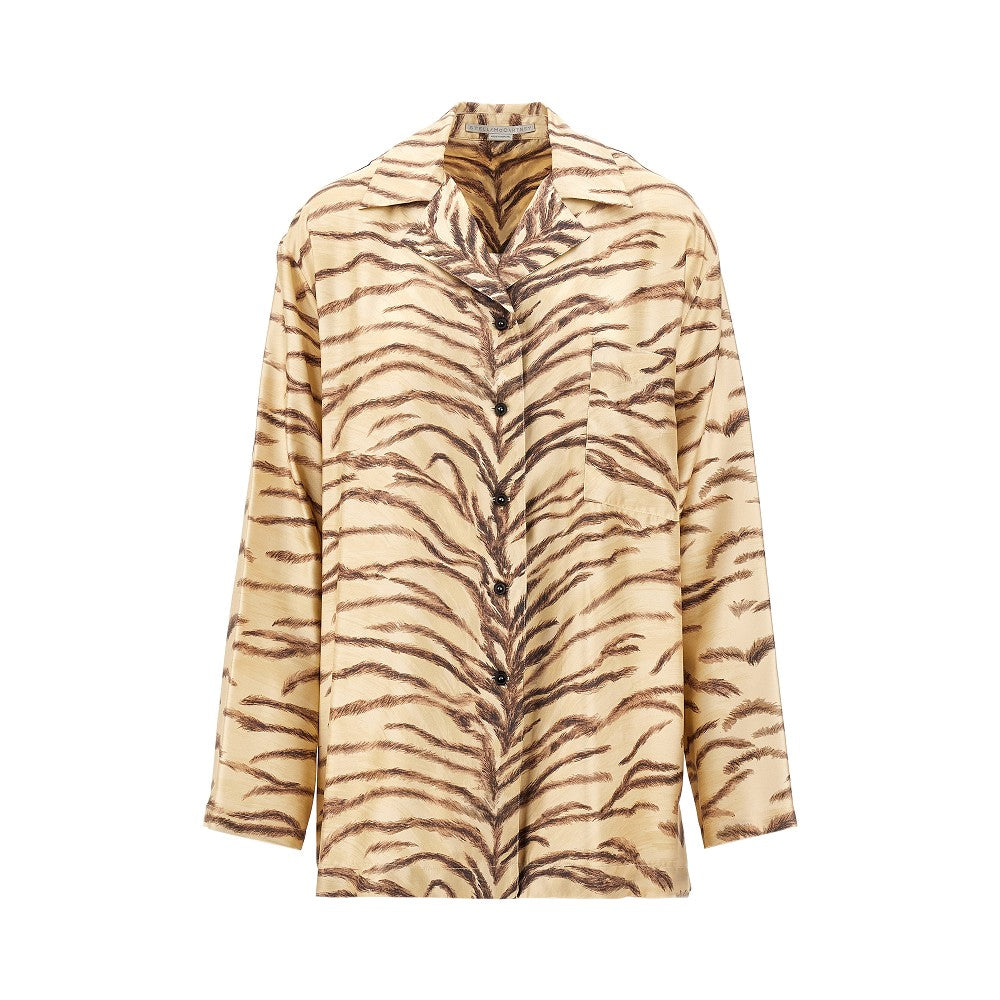 Camicia in seta organica stampa tigre
