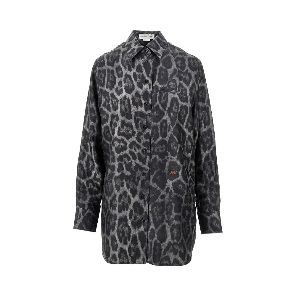 Leopard silk oversized shirt