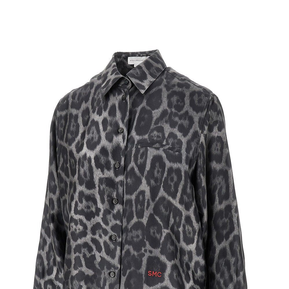 Leopard silk oversized shirt